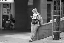 Queen Street Auckland city, black and white photo by Mike Wheelton